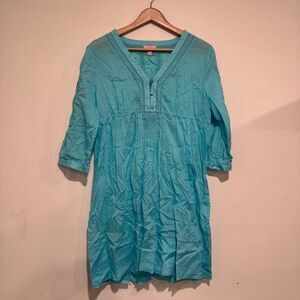 Lilly Piltzer Baby Doll Dress Light Weight Size Medium 3/4 Sleeves Spring Blue